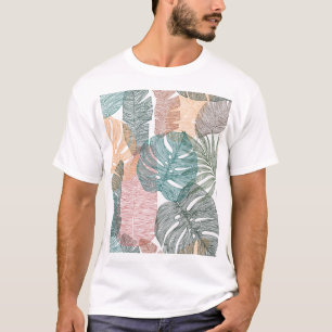 Camiseta Folhas tropicais: padrão de colheita desenhado à m