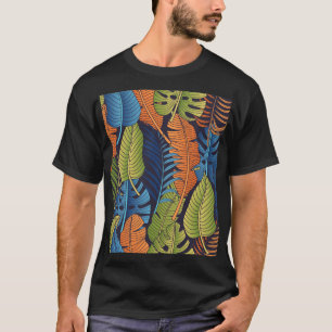Camiseta Folhas tropicais, padrão floral sem costura.