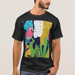 Camiseta Folhas tropicais, papagaios: fundo de verão.