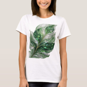 Camiseta Folhas verdes espirituosas com estrelas Motivo art