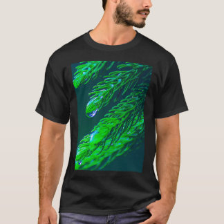 Camiseta Folhas Verdes Frescas Com Gotas De Água - Pinho