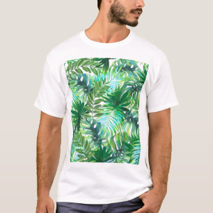 Camiseta Folhas Verdes Tropicais, Sem Água.