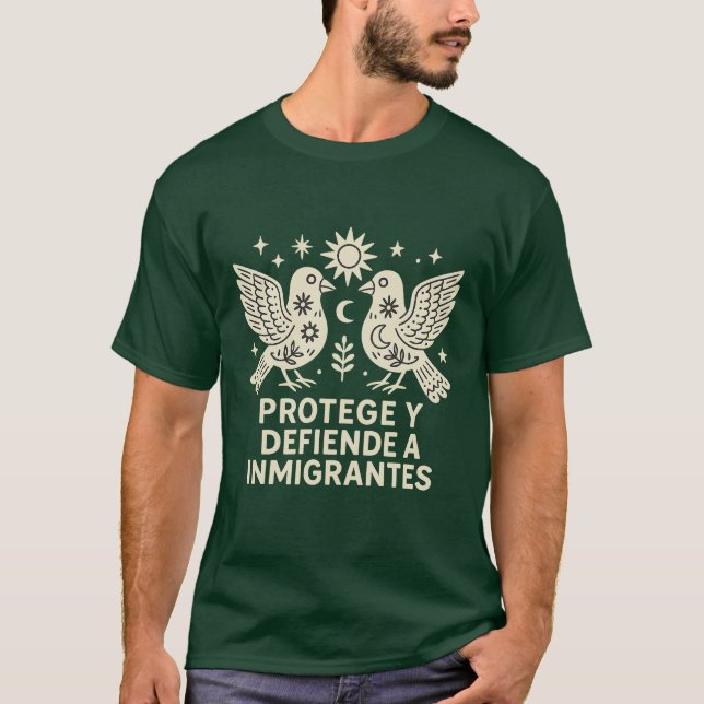 Camiseta Folk Art Immigration Rights Shirt - Proteger e Def (Frente)