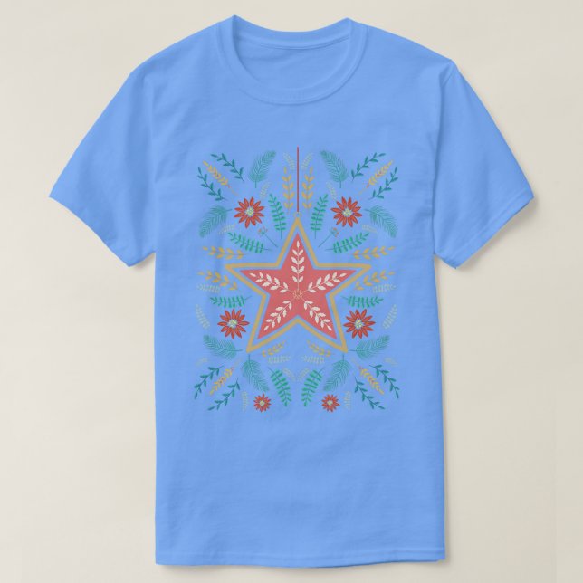 Camiseta Folk Art Natal Star (Frente do Design)