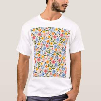 Camiseta Folk Floral: Pequenos Padrões Coloridos