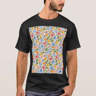 Camiseta Folk Floral: Pequenos Padrões Coloridos