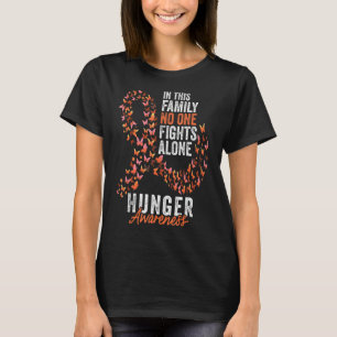 Camiseta Fome Consciência Mês Borboletas Laranja Fita Laran