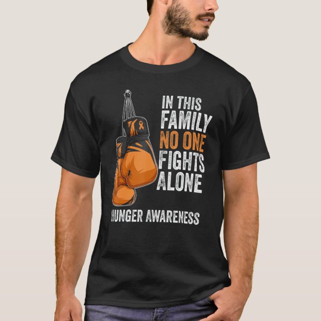 Camiseta Fome Consciência Mês Luvas Fita Laranja (Frente)