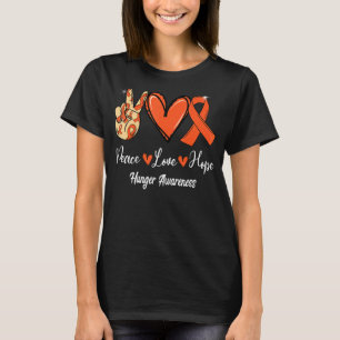 Camiseta Fome Consciência Paz Amor Esperança Fita Laranja
