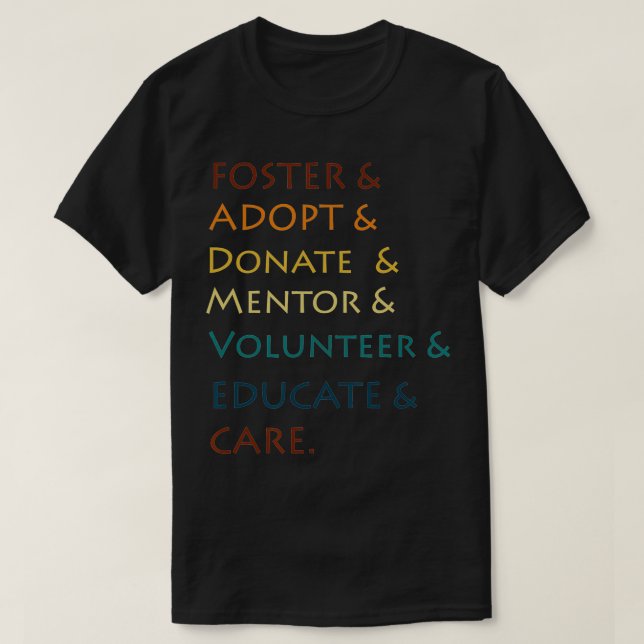 Camiseta Fomentar E Adotar E Doar E Mentor E Voluntariado (Frente do Design)