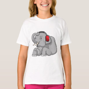 Camiseta Fone de ouvido de música elefante