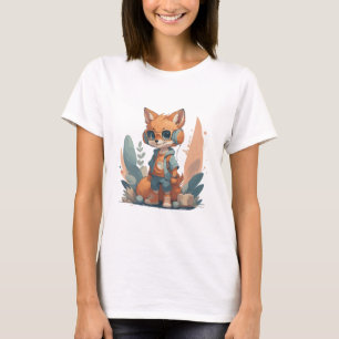 Camiseta Fone de ouvido de raposa bebê engraçado