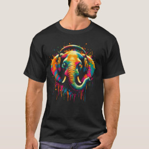 Camiseta Fone de ouvido do Elefante legal Música Arte Natal
