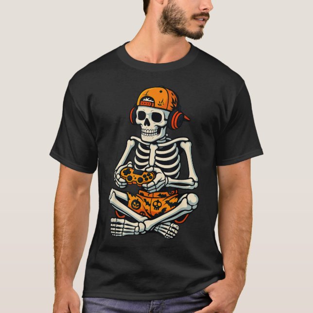 Camiseta Fone de ouvido do Skeleton Gamer (Frente)