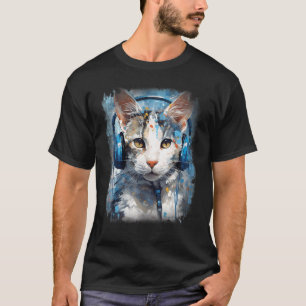 Camiseta Fone de Ouvido Gato Japonês Bobtail Rave EDM