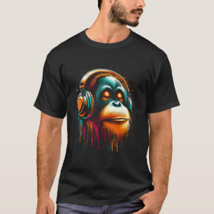 Camiseta Fone de ouvido Orangutan legal Música Arte Nascime