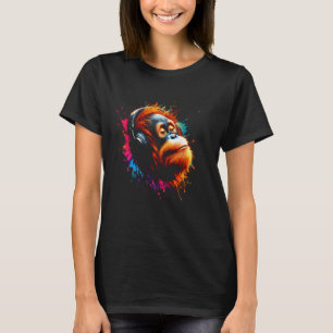 Camiseta Fone de ouvido Orangutan legal Música Arte Nascime