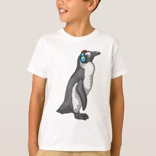 Camiseta Fone de ouvido para música pinguim
