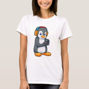 Camiseta Fone de ouvido para música pinguim