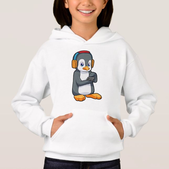 Camiseta Fone de ouvido para música pinguim (Frente)