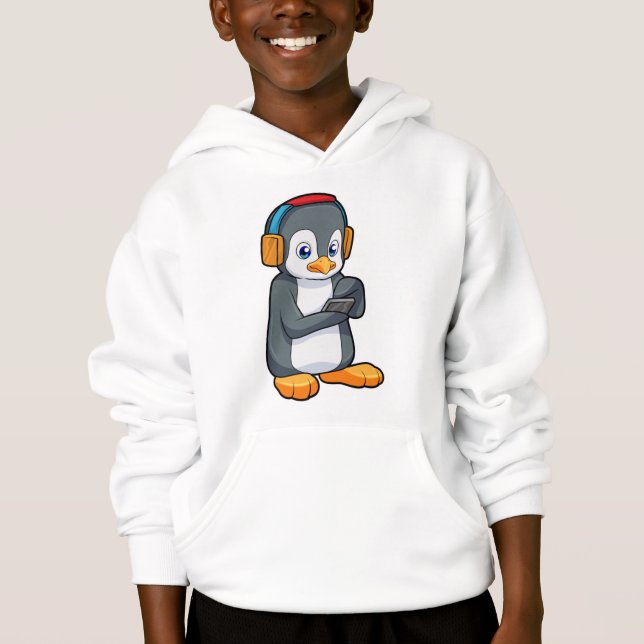 Camiseta Fone de ouvido para música pinguim (Frente)