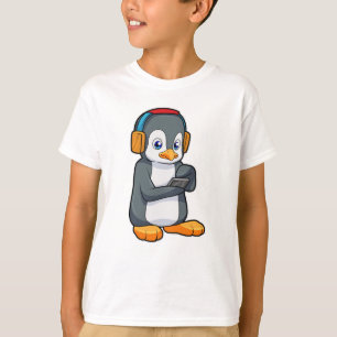 Camiseta Fone de ouvido para música pinguim