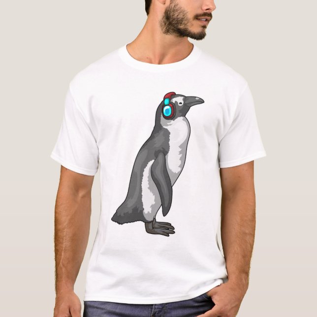 Camiseta Fone de ouvido para música pinguim (Frente)