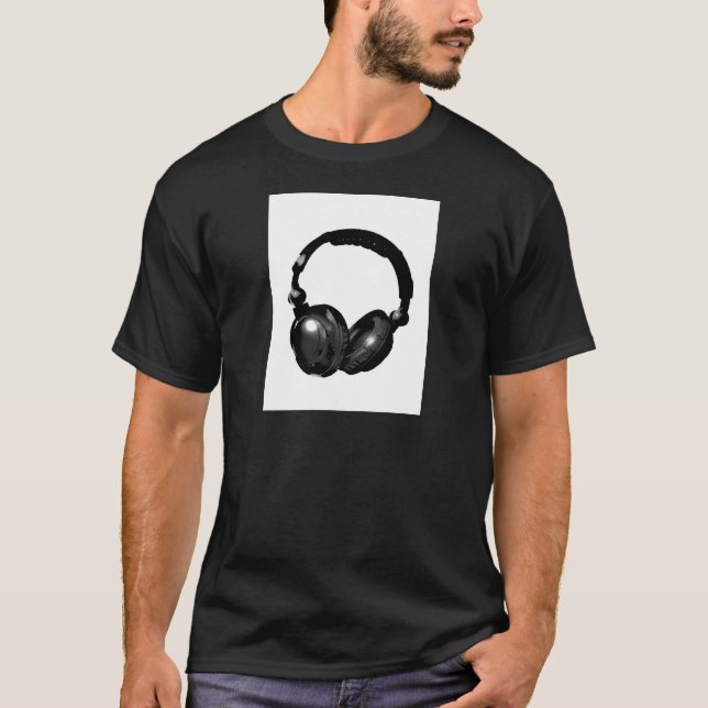 Camiseta Fone de ouvido preto e branco Pop (Frente)
