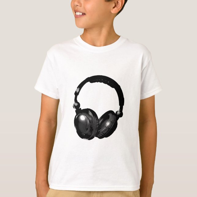 Camiseta Fone de ouvido preto e branco Pop (Frente)
