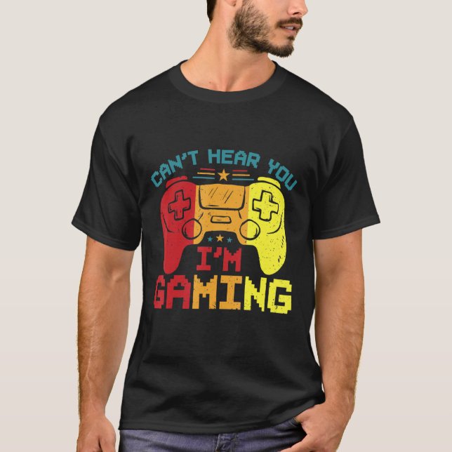 Camiseta Fone do Jogador Retro Desculpe Não Consigo Ouvir V (Frente)