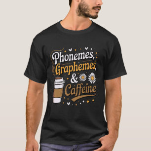 Camiseta Fonemas Grafemas Cafeína Professor Amante de Café