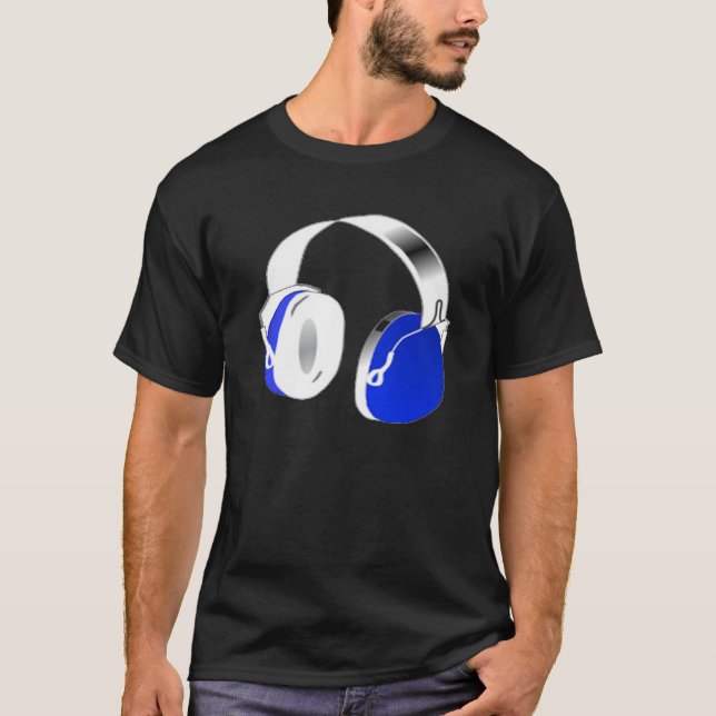 Camiseta Fones de ouvido azuis (Frente)