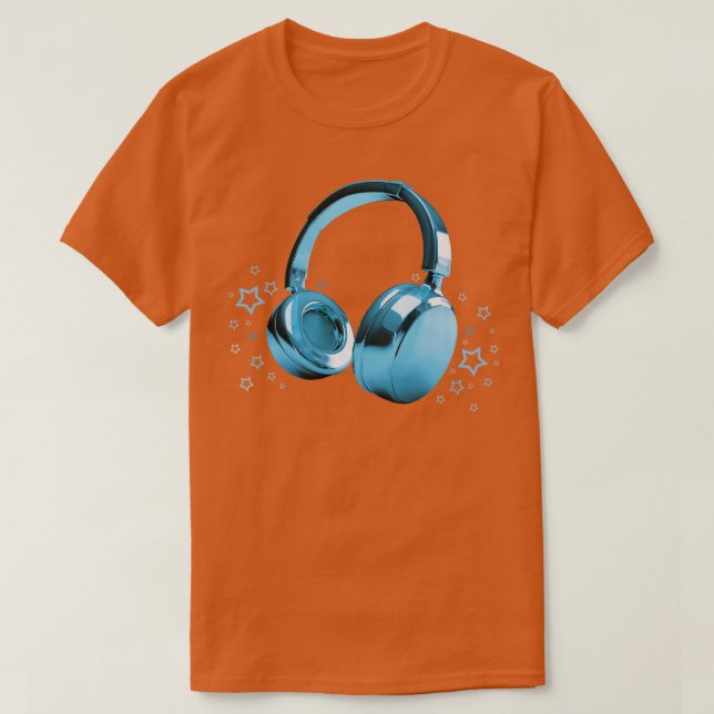 Camiseta Fones de ouvido azuis (Frente do Design)