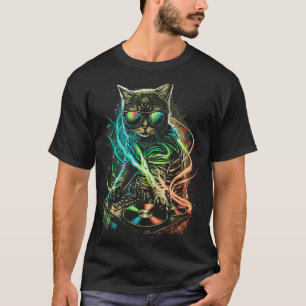 Camiseta Fones de ouvido Cat Dj Kitten House Gatinho De Mús