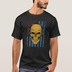 Camiseta Fones de Ouvido Caveira Musical Casa Tecno Festa M
