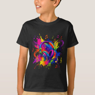 Camiseta Fones de ouvido coloridos com ilustração de notas
