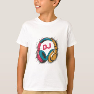 Camiseta Fones de ouvido coloridos Music DJ branco