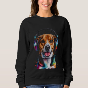 Camiseta Fones de ouvido De Beagle Cão Engraçado Impressão