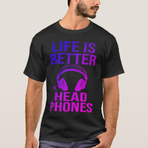 Camiseta Fones de ouvido de equipamento de música para ausc