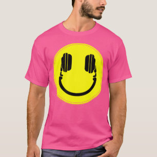 Camiseta Fones de ouvido De Face Feliz Dj Música Edm