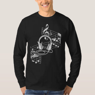 Camiseta Fones de ouvido de Folha de Música Clef Musical No