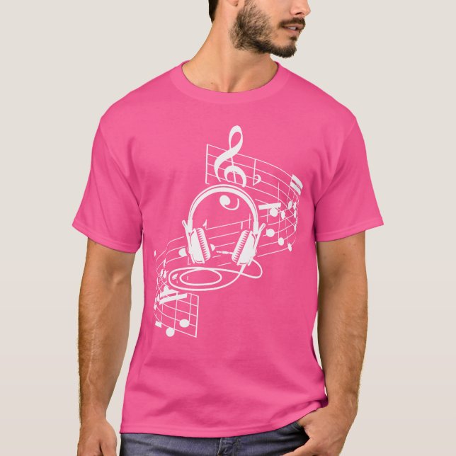Camiseta Fones de ouvido de Folha de Música Clef Musical No (Frente)