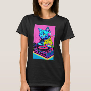 Camiseta Fones de ouvido de Gato DJ Turntable DJ Mixer Drea