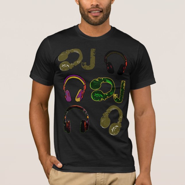 Camiseta Fones de ouvido de jóquei em disco (Frente)