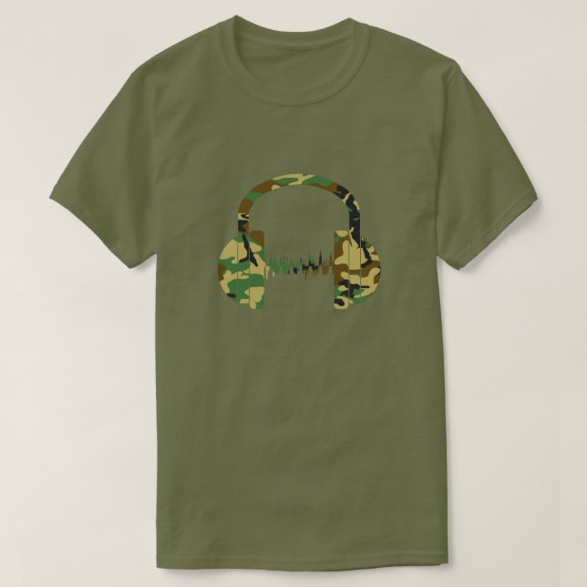 Camiseta Fones de ouvido de padrões da Camo Summer (Frente do Design)