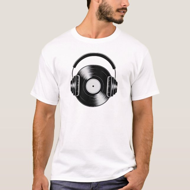 Camiseta Fones de ouvido de vinilo - DJ (Frente)