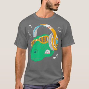 Camiseta Fones de ouvido Dino Legal T-Rex Dinosaur DJ Music