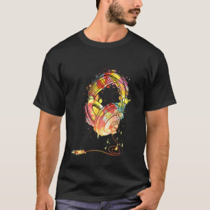Camiseta Fones de ouvido DJ Música Som Longa Folga