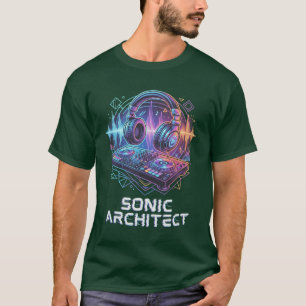 Camiseta Fones de ouvido e mixer DJ Sonic Architect Neon