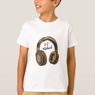 Camiseta Fones de ouvido Modernos DJ Nome Personalizado Bra